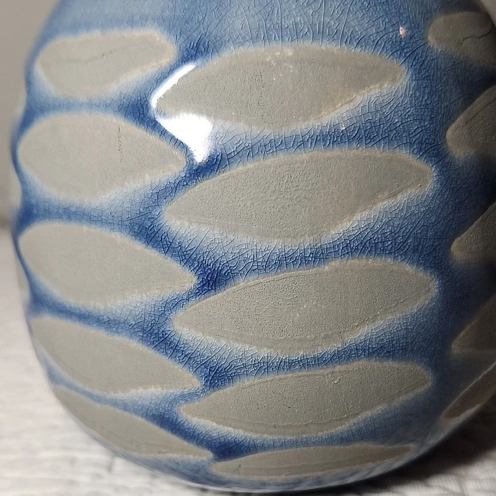 Art Pottery Light Blue & Gray Bud Vase 8